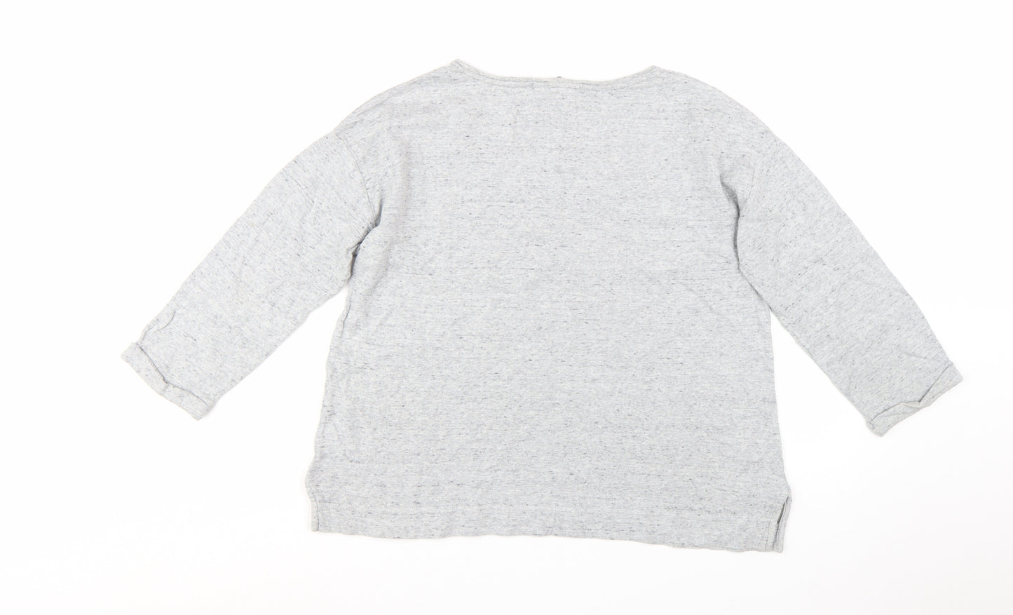 White Stuff Women's Grey Cotton 3/4 Sleeve Basic T-Shirt UK 16