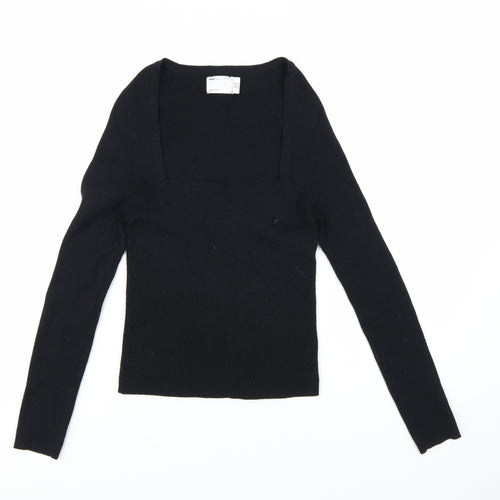 ASOS DESIGN Women's Black Slim Fit Long Sleeve Square Neck Jumper Size 10