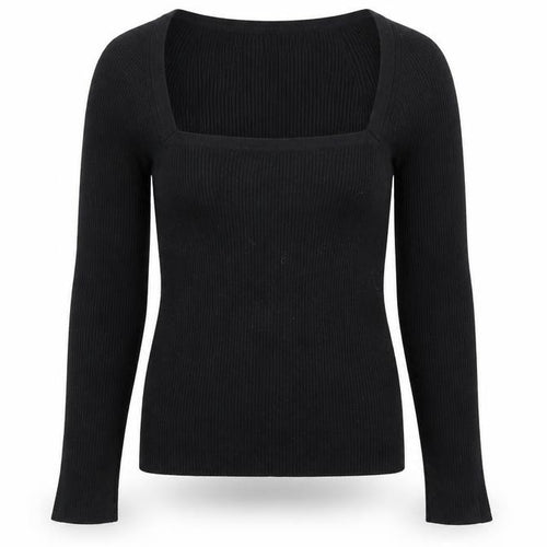 ASOS DESIGN Women's Black Slim Fit Long Sleeve Square Neck Jumper Size 10