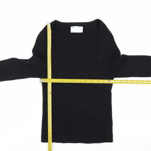 ASOS DESIGN Women's Black Slim Fit Long Sleeve Square Neck Jumper Size 10