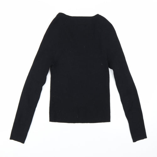 ASOS DESIGN Women's Black Slim Fit Long Sleeve Square Neck Jumper Size 10