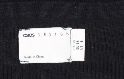 ASOS DESIGN Women's Black Slim Fit Long Sleeve Square Neck Jumper Size 10