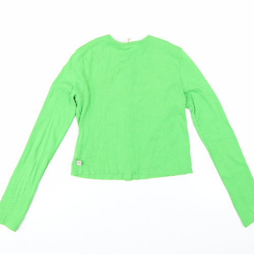 Urban Outfitters Women Green Cropped Button-Up Long Sleeve Top Size S