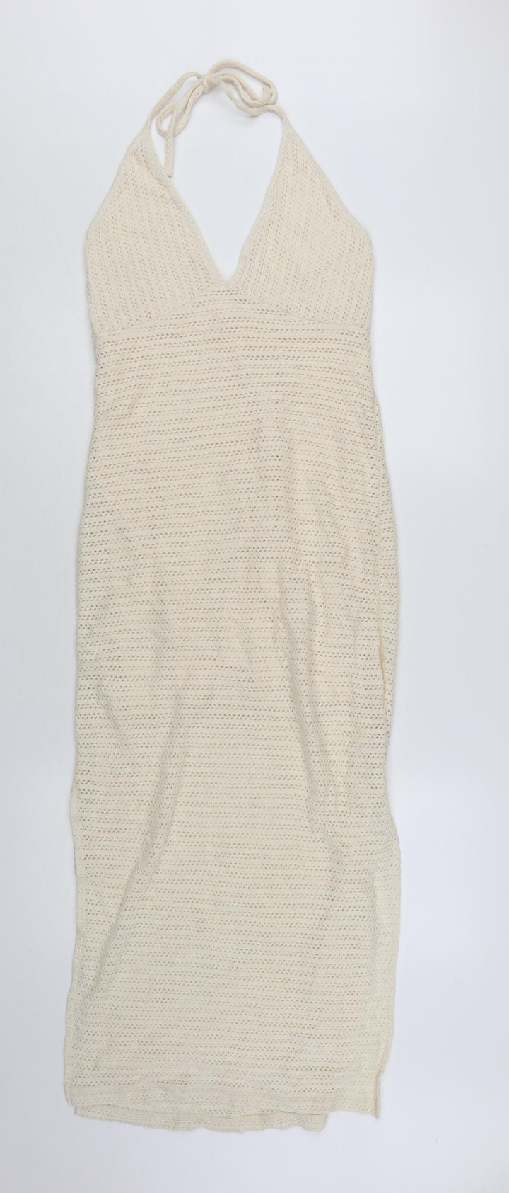 Reserved Womens Ivory Crochet Halter Midi Slip Dress Size S