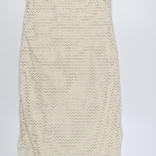 Reserved Womens Ivory Crochet Halter Midi Slip Dress Size S