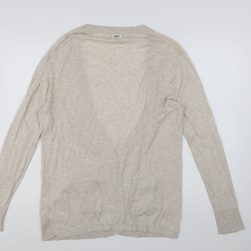DKNY Jeans Women's Beige V-Neck Cotton Long Sleeve Cardigan L