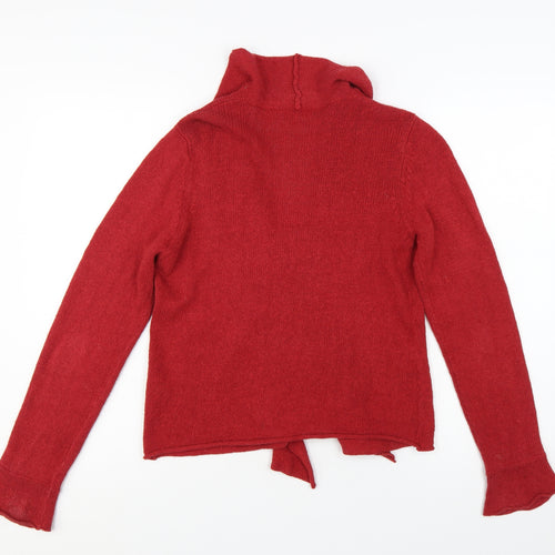 Marks and Spencer Per Una Red Ruffle Edge Cardigan Women L Silk Blend