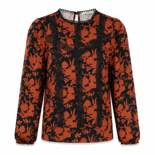 Oasis Women's Multicoloured Floral Lace Long Sleeve Tunic Blouse XS