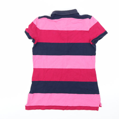 Tommy Hilfiger Women's Multicoloured Striped Polo Shirt Size M Classic Fit