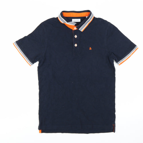 Jack & Jones Men's Blue M Short Sleeve Polo Shirt Cotton