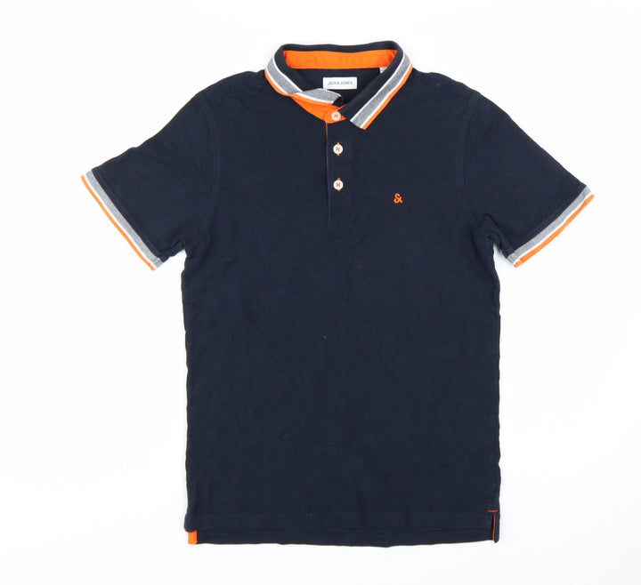 Jack & Jones Men's Blue M Short Sleeve Polo Shirt Cotton