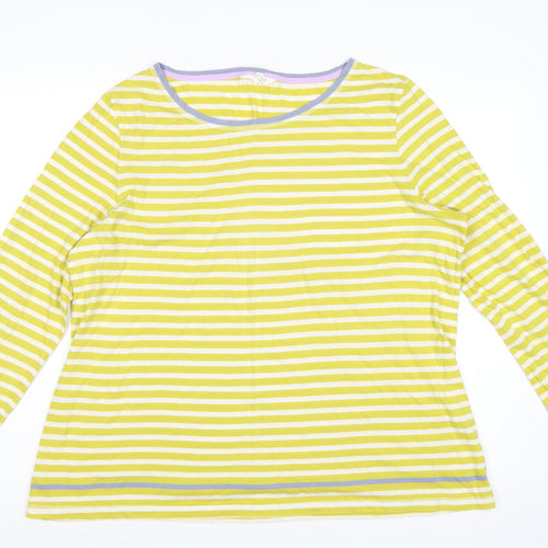 White Stuff Women Yellow Striped Long Sleeve Cotton T-Shirt UK 18