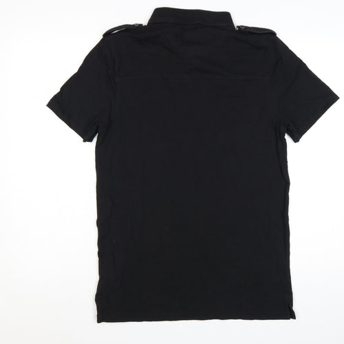 Firetrap Mens Black Cotton Short Sleeve Polo Shirt M