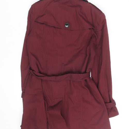 Stradivarius Women's Red Cotton Trench Coat L Belted Classic