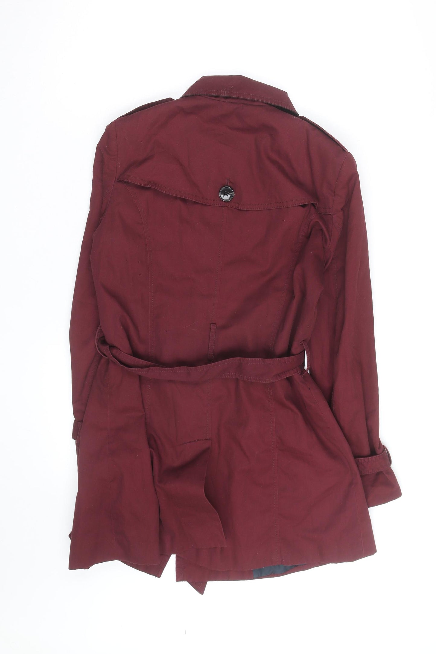 Stradivarius Women's Red Cotton Trench Coat L Belted Classic