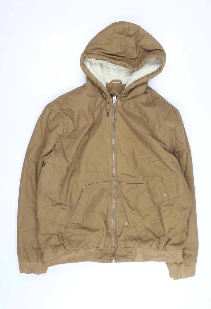 Primark Men's Brown Hooded Lined Cotton Jacket XL