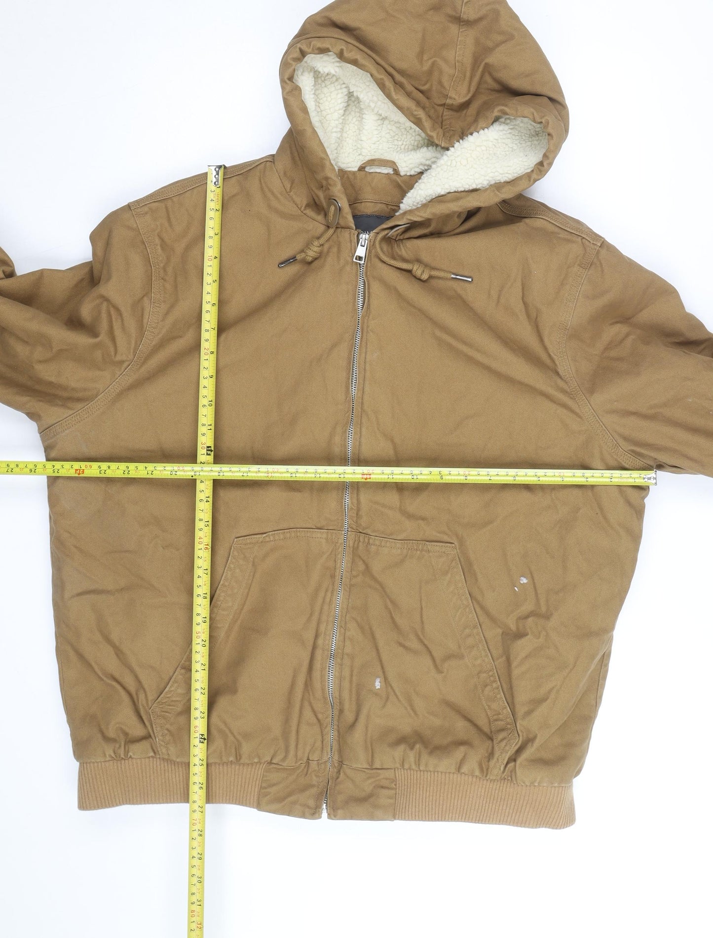 Primark Men's Brown Hooded Lined Cotton Jacket XL