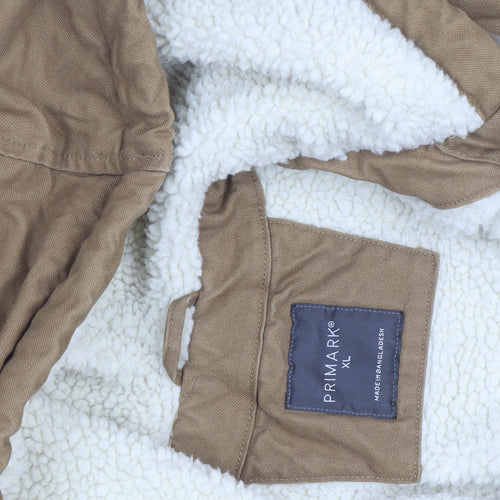 Primark Men's Brown Hooded Lined Cotton Jacket XL