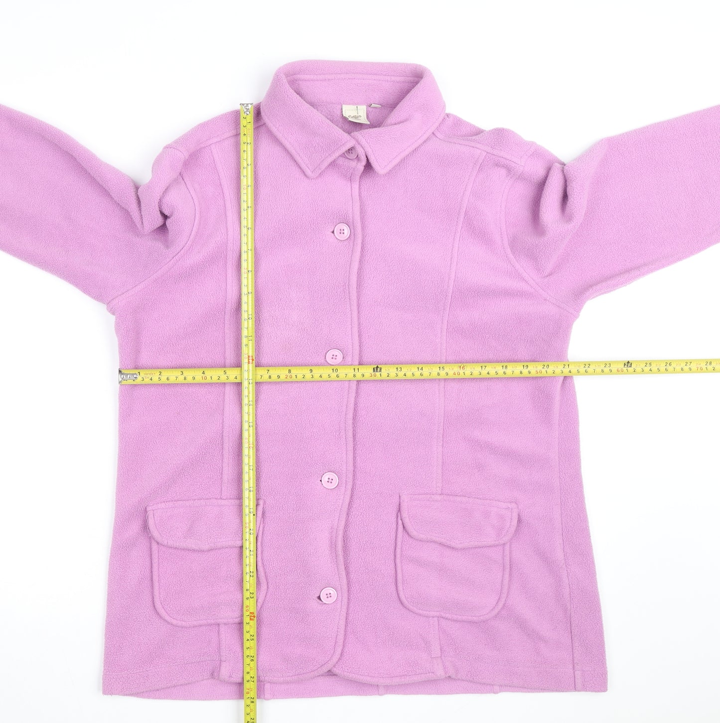 Cotton Traders Women Pink Fleece Cardigan Size 10 Collared Long Sleeve