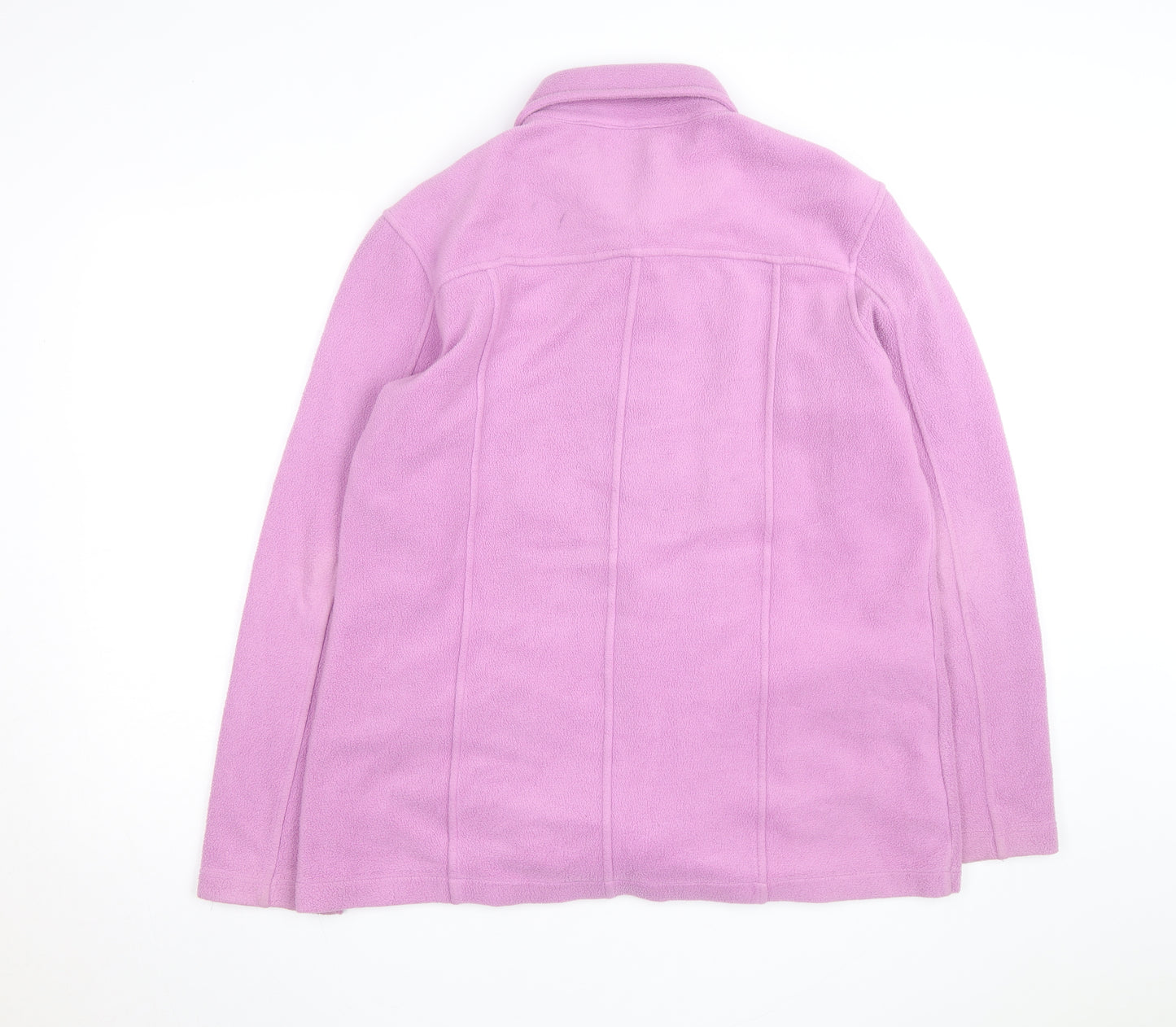 Cotton Traders Women Pink Fleece Cardigan Size 10 Collared Long Sleeve