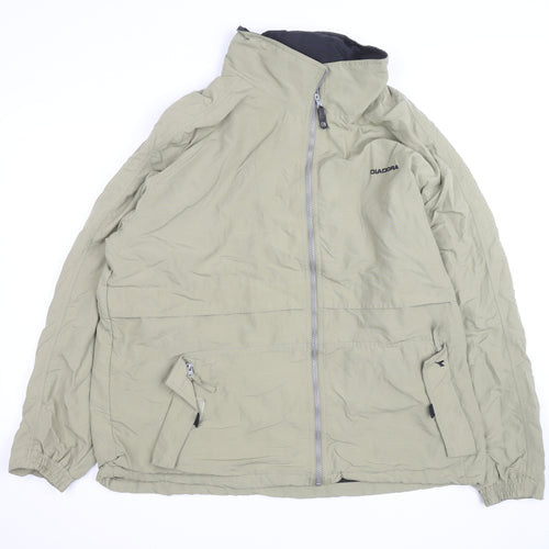 Diadora Men's Beige XL Windbreaker Jacket Full Zip Casual Outdoor