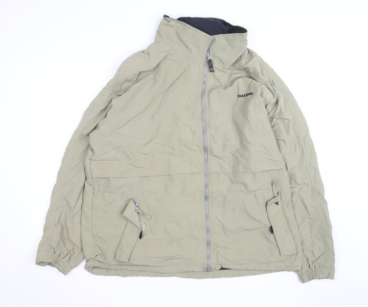 Diadora Men's Beige XL Windbreaker Jacket Full Zip Casual Outdoor