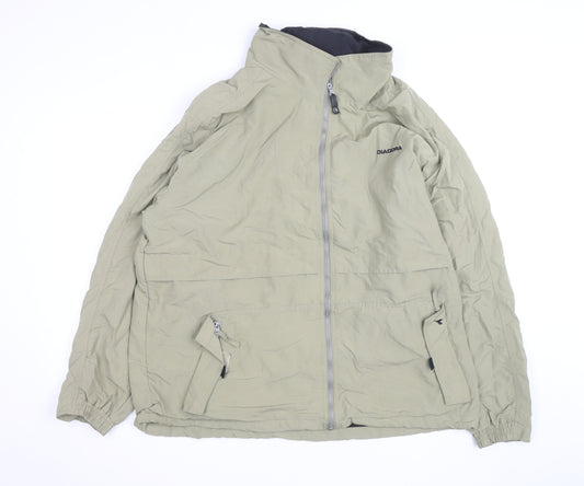 Diadora Men's Beige XL Windbreaker Jacket Full Zip Casual Outdoor