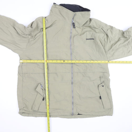 Diadora Men's Beige XL Windbreaker Jacket Full Zip Casual Outdoor