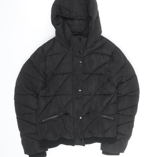 New Look Boys Black Hooded Puffer Jacket 15-16 Years Winter Quilted Coat