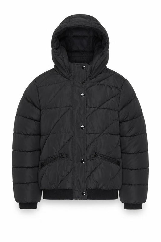 New Look Boys Black Hooded Puffer Jacket 15-16 Years Winter Quilted Coat