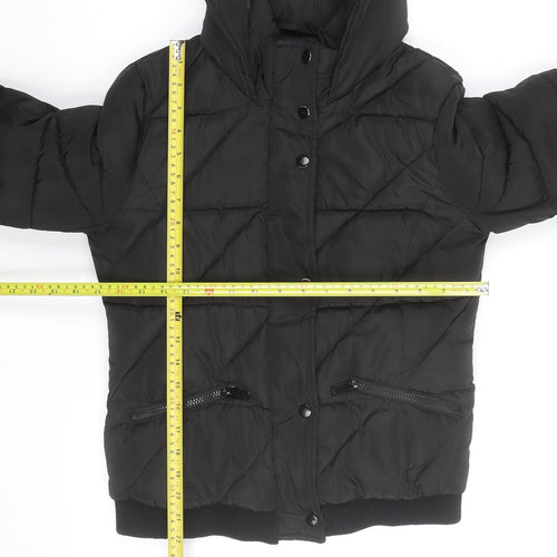 New Look Boys Black Hooded Puffer Jacket 15-16 Years Winter Quilted Coat