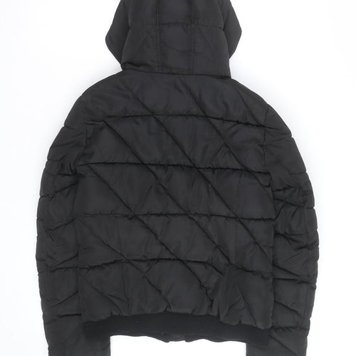 New Look Boys Black Hooded Puffer Jacket 15-16 Years Winter Quilted Coat