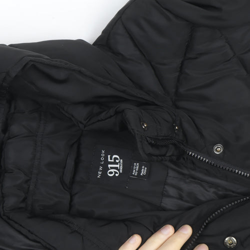 New Look Boys Black Hooded Puffer Jacket 15-16 Years Winter Quilted Coat