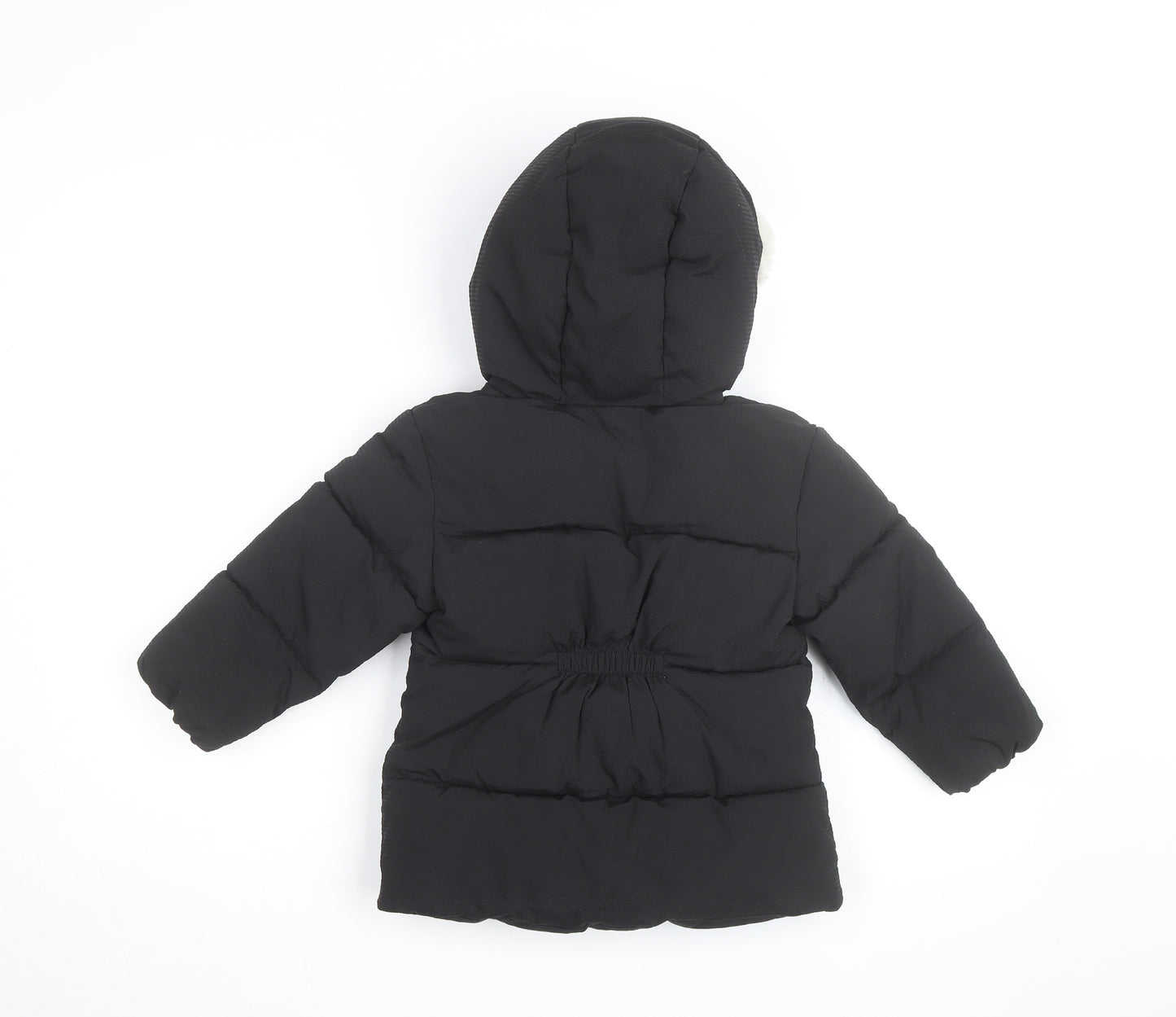 Mango Girls Black Hooded Puffer Jacket 3-4 Years Winter Quilted Coat