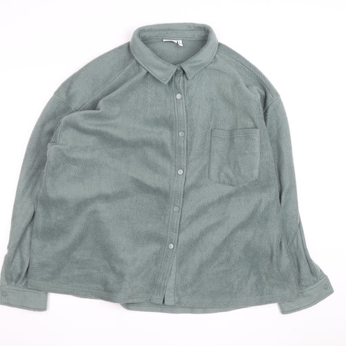 ASOS DESIGN Men's Green Fleece Button Jacket Size L Casual