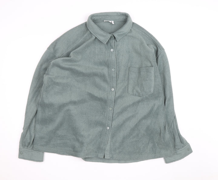 ASOS DESIGN Men's Green Fleece Button Jacket Size L Casual