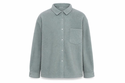 Front view of ASOS DESIGN Men's Green Fleece Button Jacket, size L, Casual