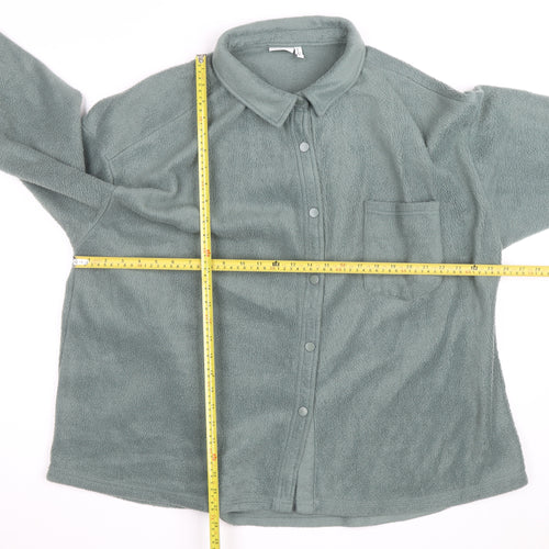 ASOS DESIGN Men's Green Fleece Button Jacket Size L Casual