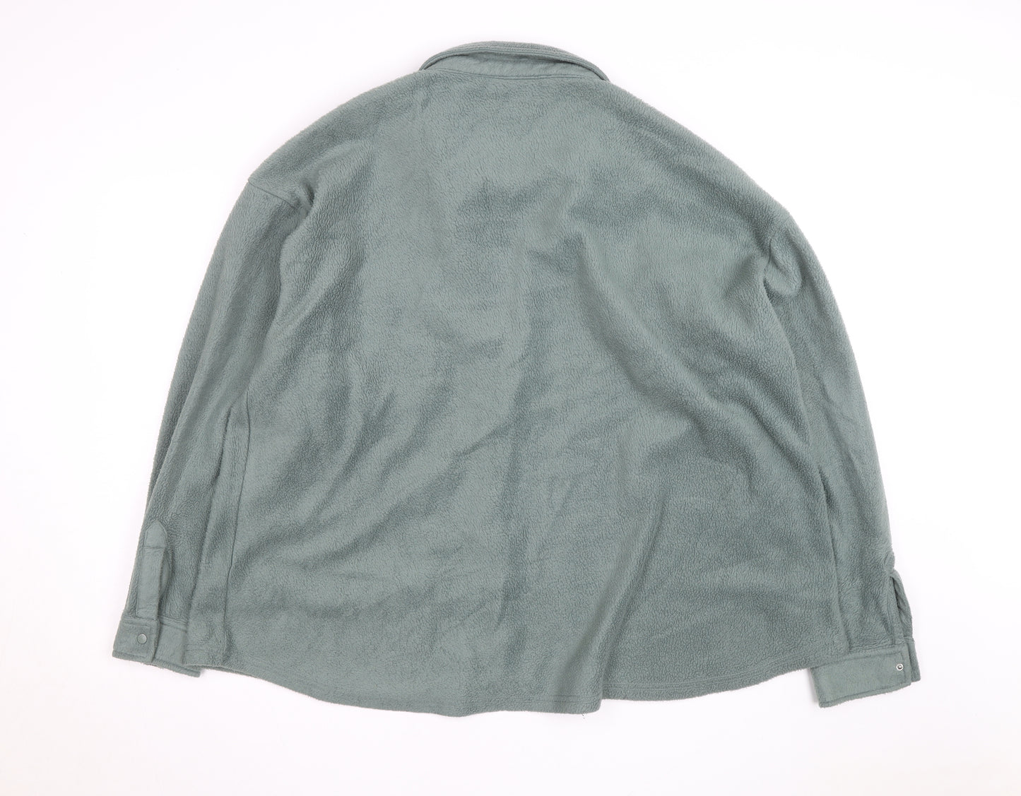 ASOS DESIGN Men's Green Fleece Button Jacket Size L Casual