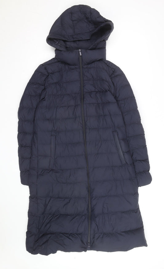 Uniqlo Men’s Blue Long Puffer Coat Hooded Down Jacket Size S