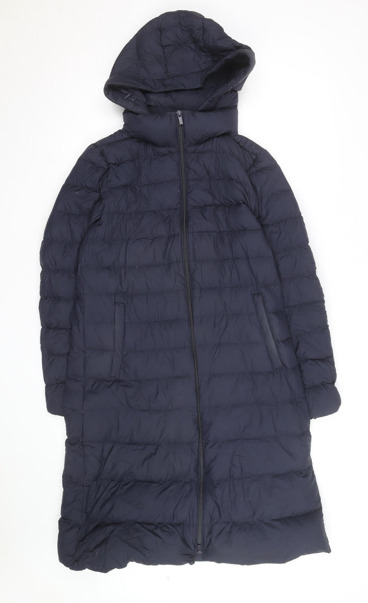 Uniqlo Men’s Blue Long Puffer Coat Hooded Down Jacket Size S