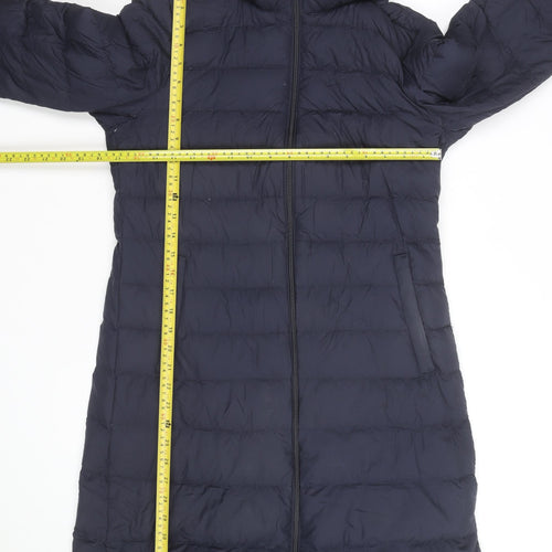 Uniqlo Men’s Blue Long Puffer Coat Hooded Down Jacket Size S