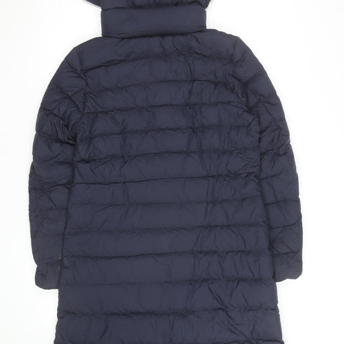 Uniqlo Men’s Blue Long Puffer Coat Hooded Down Jacket Size S