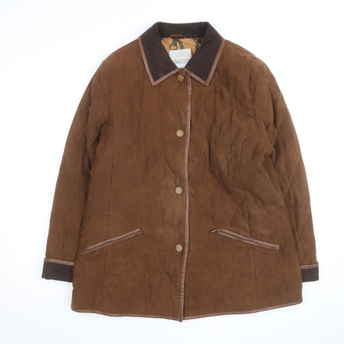 Gelco Men's Brown Quilted Mid-Length Coat Lined Casual Jacket Size L