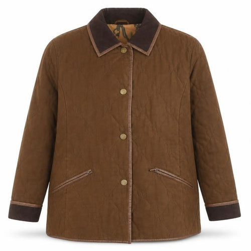 Gelco Men's Brown Quilted Mid-Length Coat Lined Casual Jacket Size L