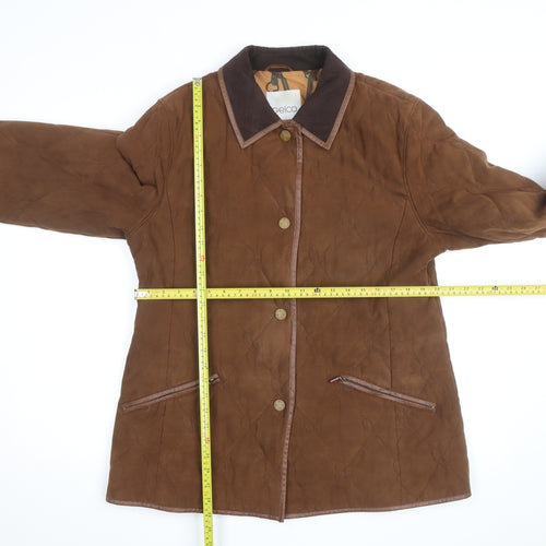 Gelco Men's Brown Quilted Mid-Length Coat Lined Casual Jacket Size L