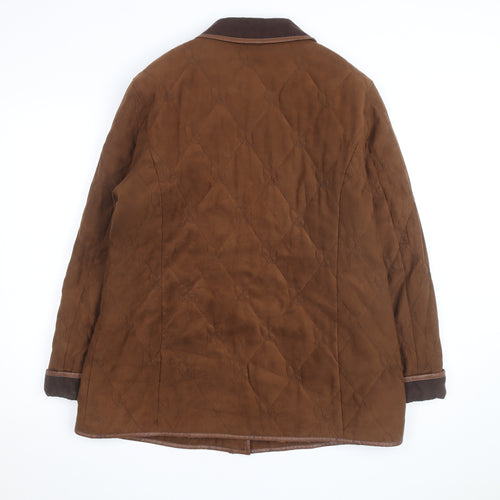 Gelco Men's Brown Quilted Mid-Length Coat Lined Casual Jacket Size L