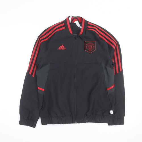 adidas Boys Black Manchester United Track Jacket 9-10 Years Full Zip