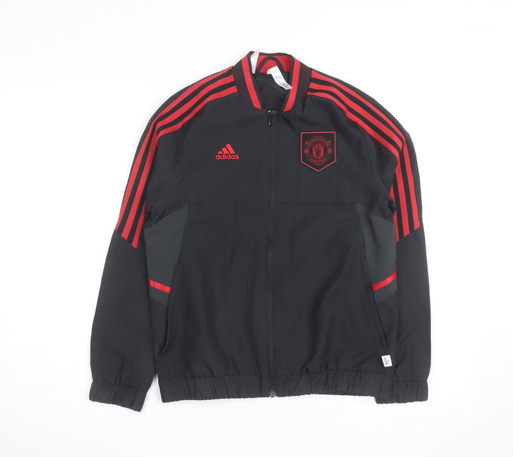 adidas Boys Black Manchester United Track Jacket 9-10 Years Full Zip