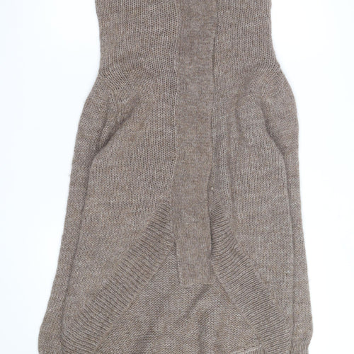 AllSaints Women Beige Chunky Roll Neck Wool Blend Cardigan M